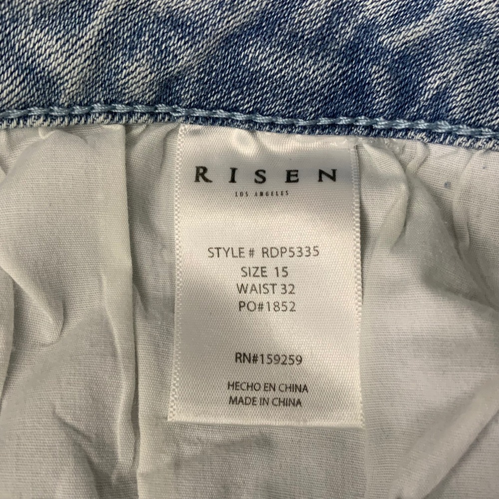 Risen Jeans Los Angeles High Rise Distressed Straight Leg Light Wash 15/32 - Picture 9 of 10